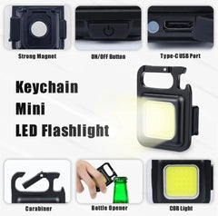 COB LED Rechargeable Keychain Flashlight 800 Lumens
