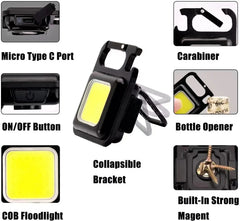 COB LED Rechargeable Keychain Flashlight 800 Lumens